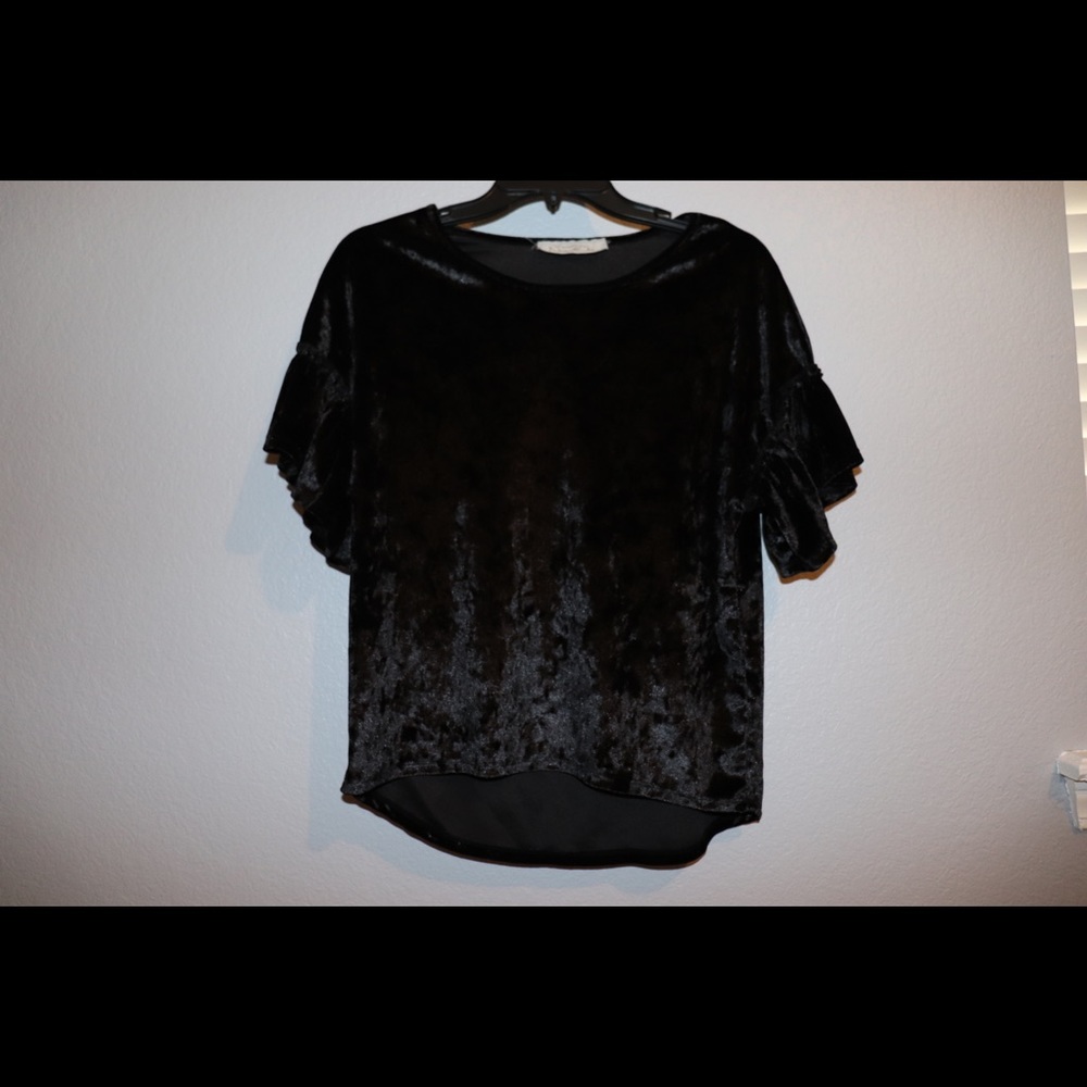 Black velvet shirt with bell sleeves